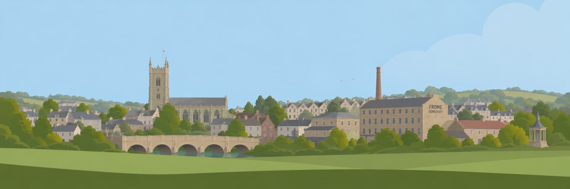 Illustrated panorama of Frome
