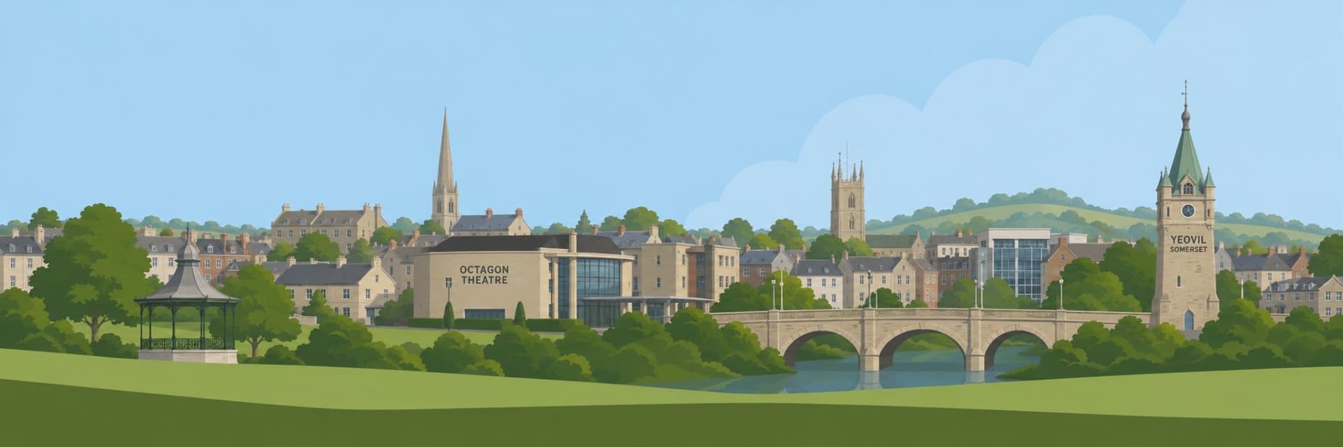 Illustrated panorama of Yeovil